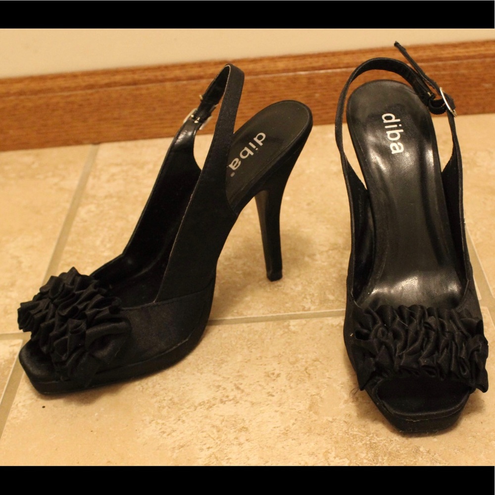 Diba Slingback Open-Toe Heels With Ruffle Front